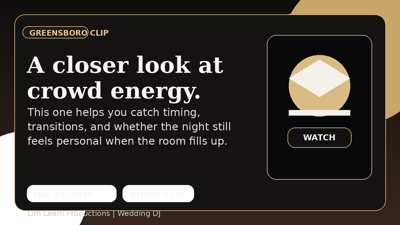 Preview thumbnail for a Lim Leem Productions Greensboro reception clip